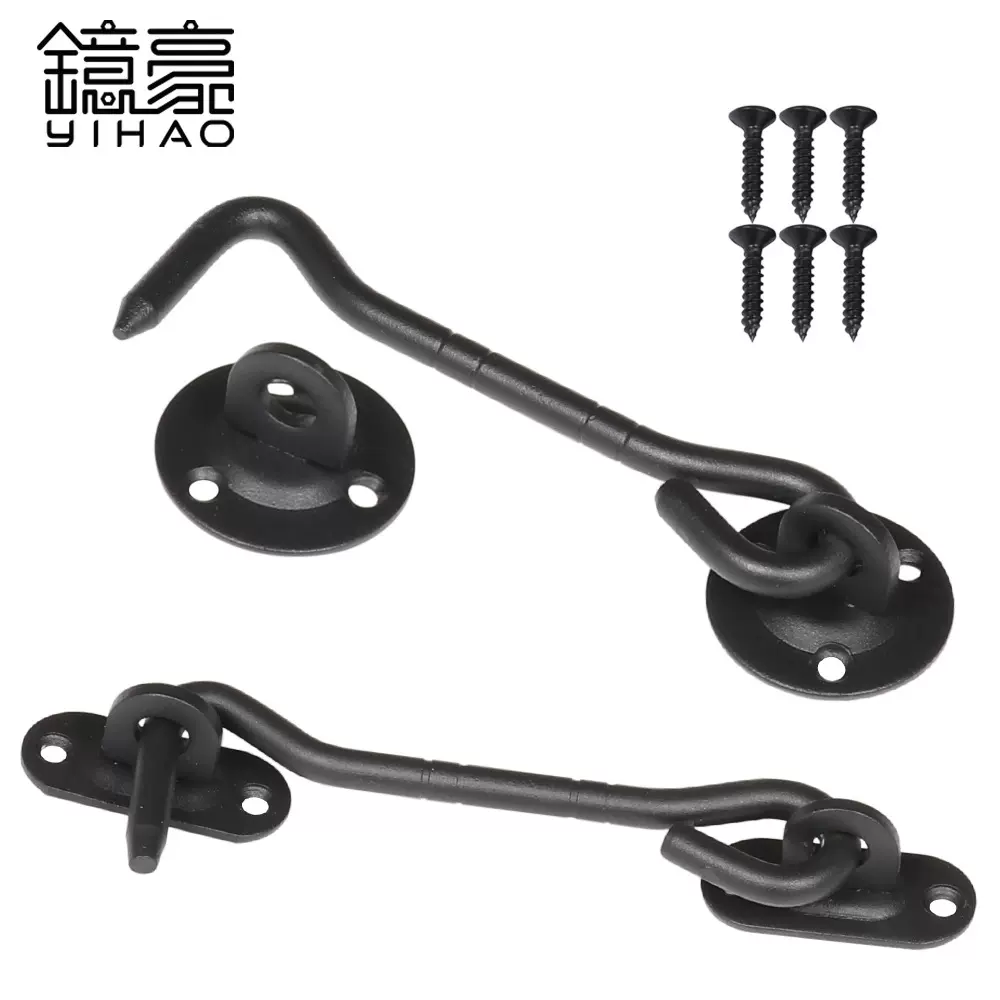 厂家直销不锈钢磨砂黑色风钩窗户实心加粗搭钩谷仓门锁加厚防风钩