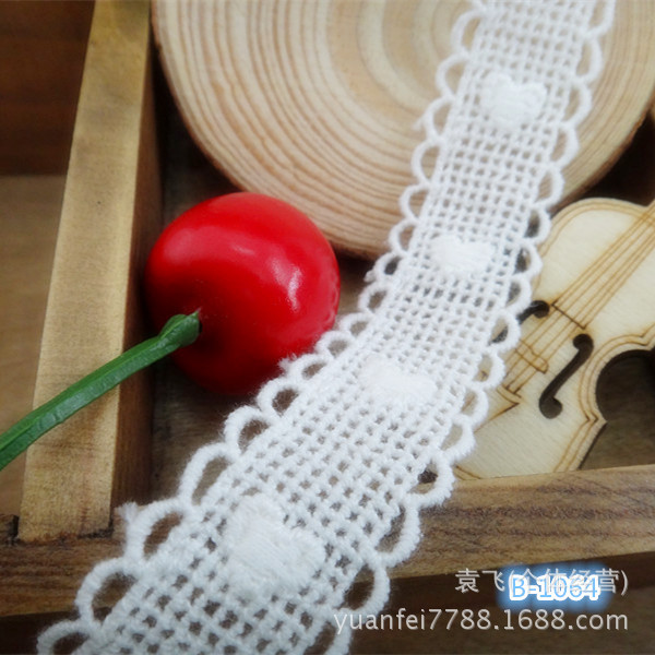 B-36供应热卖心形双边纯棉水溶棉花边DIY服装辅料2.2cm批发混批