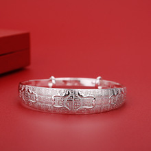 源头厂家推拉百福手镯女 时尚典型创意汉朝时代风格 铜镀银首饰品