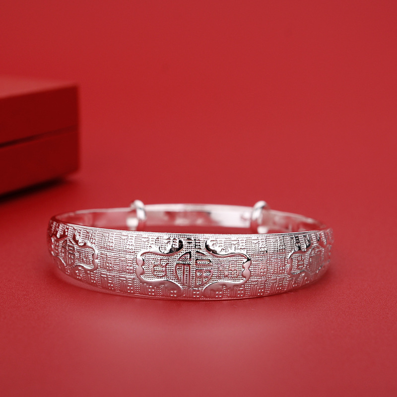 Source manufacturers push-pull Baifu bracelet women's fashion typical creative Han Dynasty style copper silver-plated jewelry