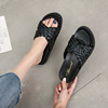 Тапочки, летняя плетеная обувь, универсальные модные слайдеры, популярно в интернете, 2023