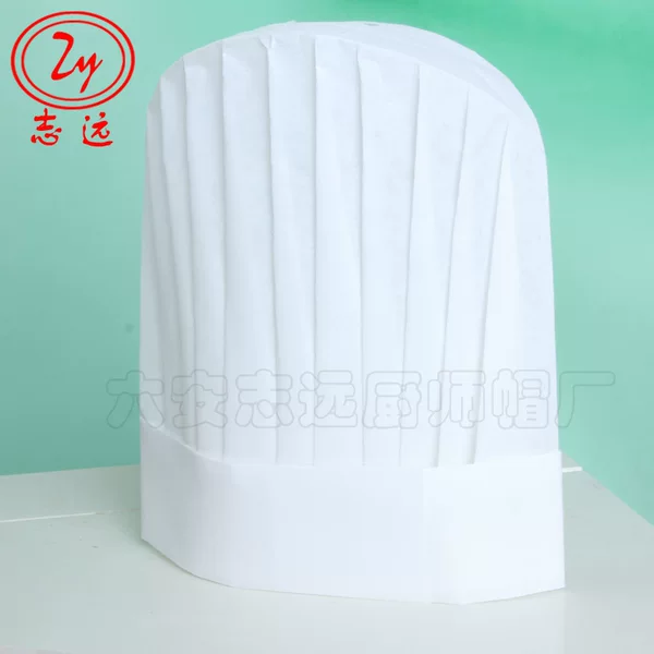 Factory Direct Supply Zhiyuan Chef Hat Disposable Non-Woven Chef Hat 50g High Hat