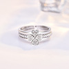 Fashionable ring heart shaped, accessory, city style, four-leaf clover, three in one