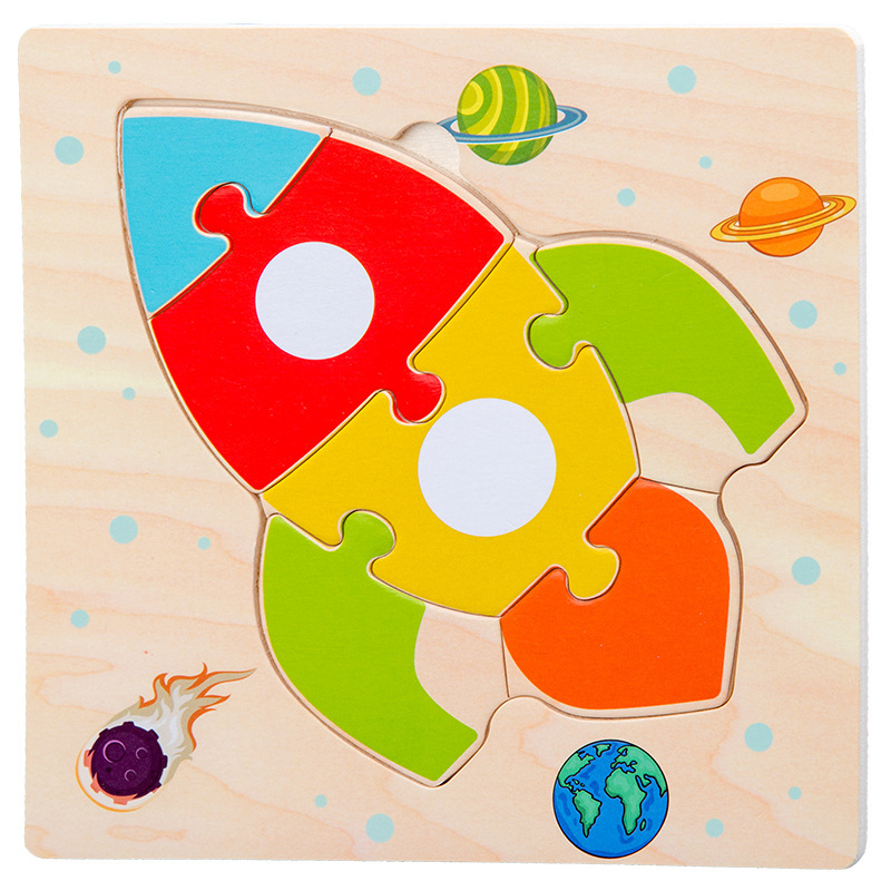 Rompecabezas de educación temprana para niños juguetes de inteligencia para bebés iluminación tridimensional pequeño rompecabezas de Madera Juguetes de educación temprana para niños