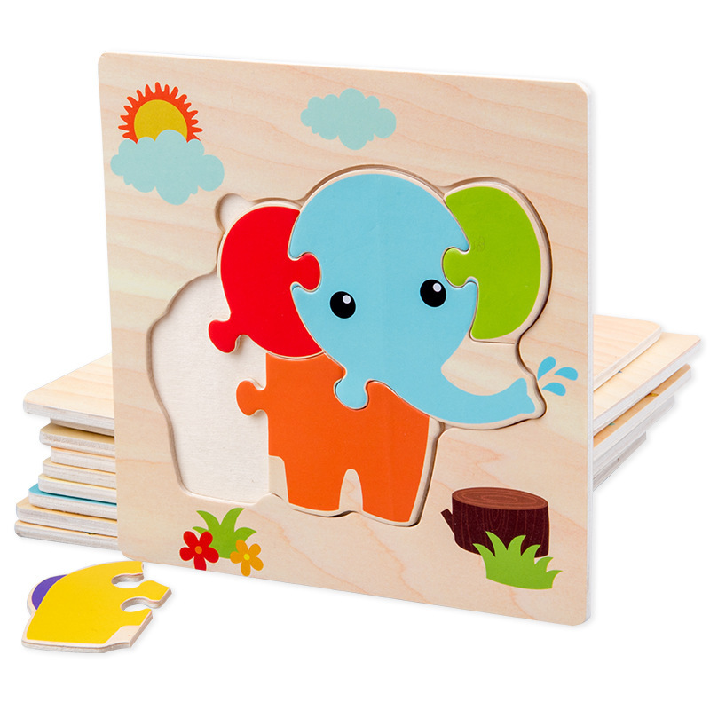 Rompecabezas de educación temprana para niños juguetes de inteligencia para bebés iluminación tridimensional pequeño rompecabezas de Madera Juguetes de educación temprana para niños