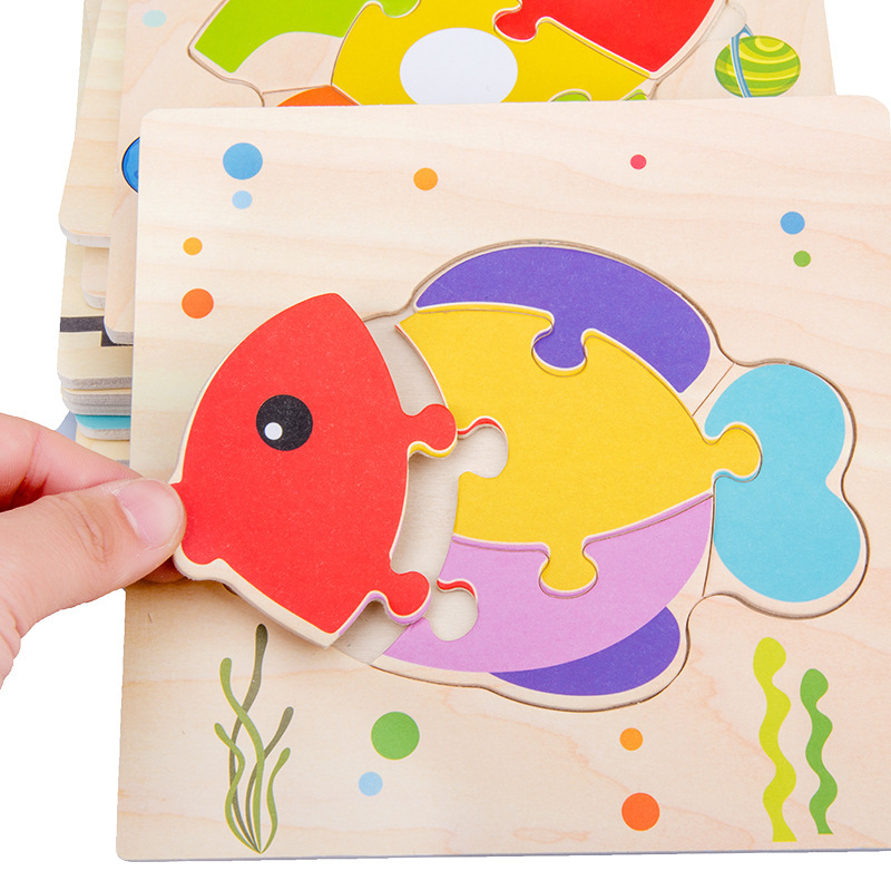 Rompecabezas de educación temprana para niños juguetes de inteligencia para bebés iluminación tridimensional pequeño rompecabezas de Madera Juguetes de educación temprana para niños