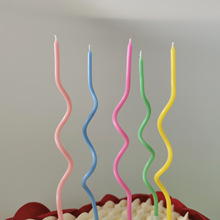 马卡龙色生日蜡烛彩色螺旋生日蛋糕蜡烛创意表白弯曲造型螺纹旋转