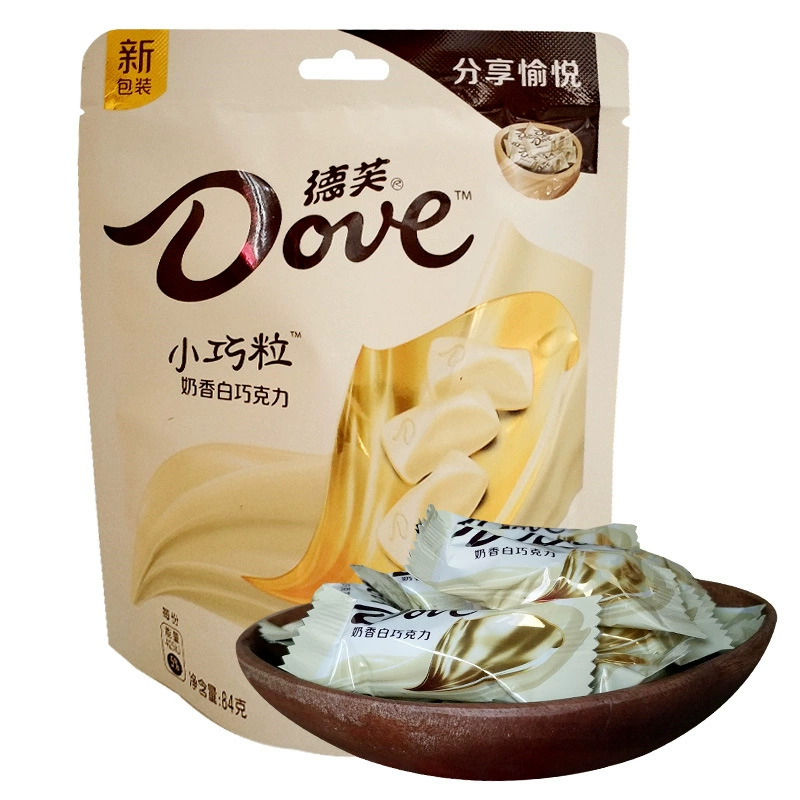 Плиточный мелкий шоколад (Dove) 84 г, пакет — шелковистый молочный и ассорти (сливочный, тёмный, фундук)