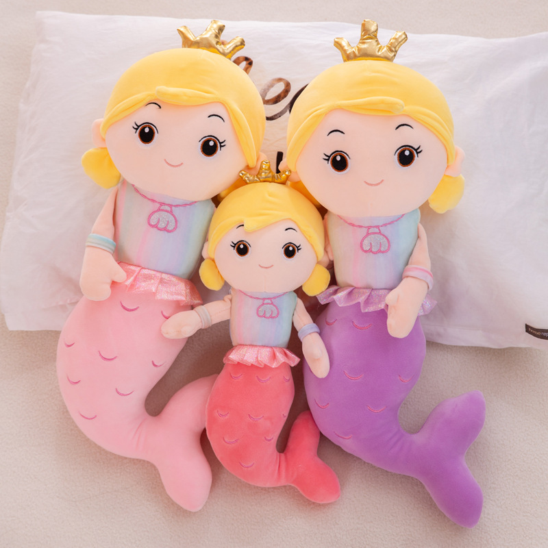 Cute Mermaid Doll Plush Toy Crown Mermaid Doll Sleeping Doll Birthday Gift Wholesale
