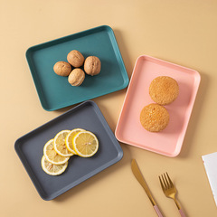 Nordic INS plastic serving plate, rectangular dish for home use, suitable for holding water cups, tea cups, fruits, desserts, and tea trays