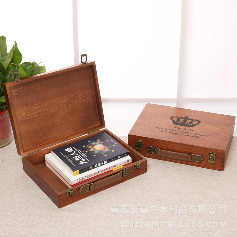 Ящик для хранения игрушек с пряжкой из цельного дерева негабаритный Крытый ретро большой деревянный ящик для хранения Органайзер для одежды