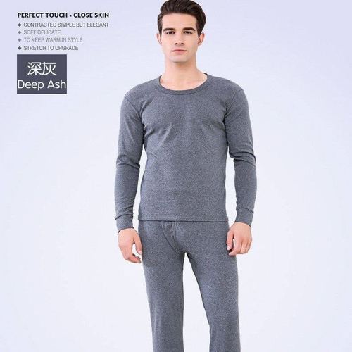 NanRenShuai/Nan Renshuai men's thermal underwear plus velvet thickened slim autumn clothes and long trousers round neck suit