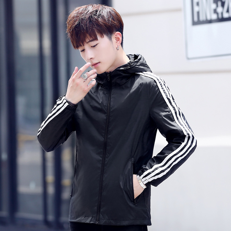 Chaqueta de verano ultraligera transfronteriza de tres rayas para hombre, ropa de protección solar, chaqueta oversize de moda de talla grande, ropa deportiva informal holgada. image 1