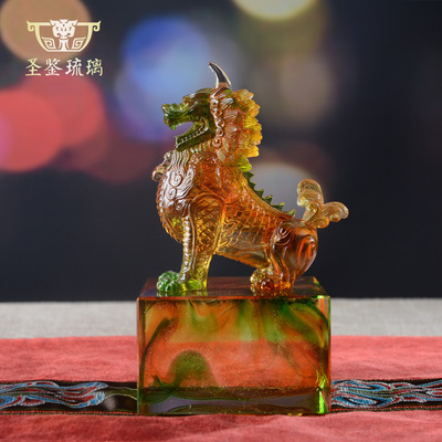 琉璃獬豸独角兽摆件象征公平公正法院律师礼品摆件可刻字