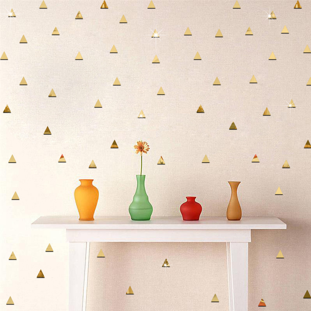 Espelho acrílico 3D autoadesivo, à prova d'água, triangular, para quarto, sala de estar, dormitório, adesivos decorativos de parede para casa._voghion.com
