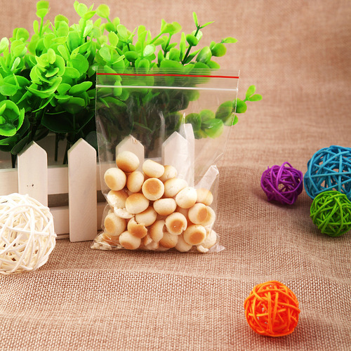 Pe bone bag, plastic packaging seal bag, transparent ziplock bag, red edge and white edge food packaging bag