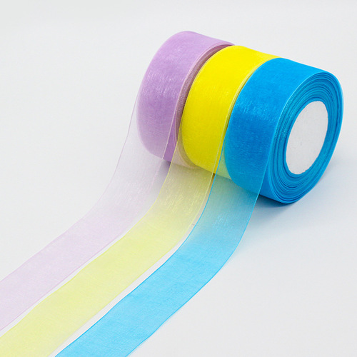 Manufacturer wholesale 4 cm snow yarn ribbon gift box packaging hair accessories accessories ribbon DIY transparent chiffon ribbon
