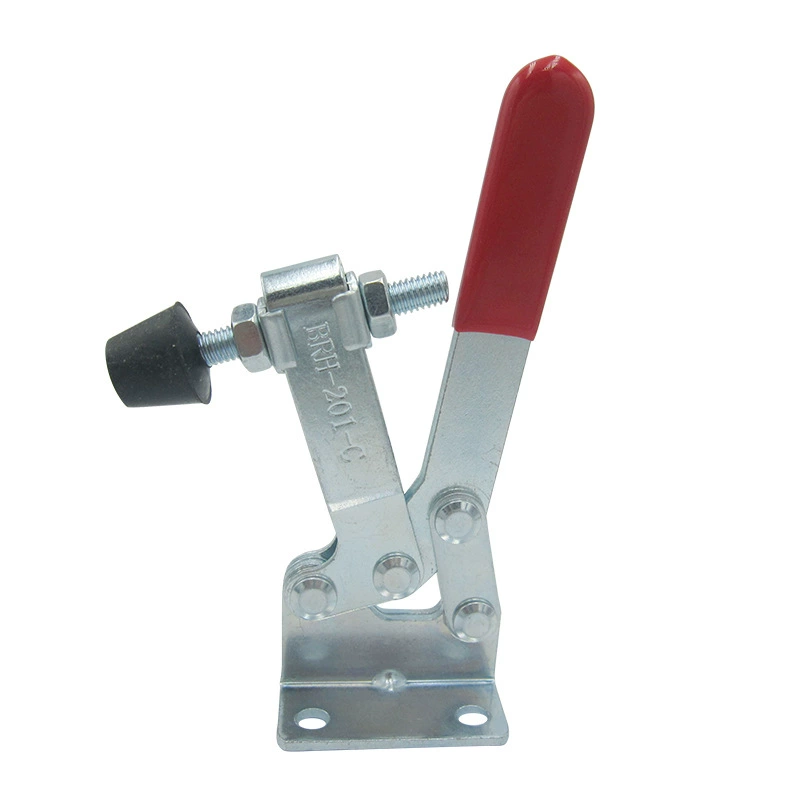 Horizontal toggle clamp (BRH) BRH‑201C, quick‑release, steel base with rubber spindle