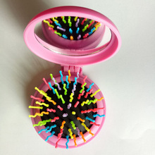 供应折叠梳折叠镜梳圆镜梳旅行梳 折叠带镜子美发梳 顺发梳