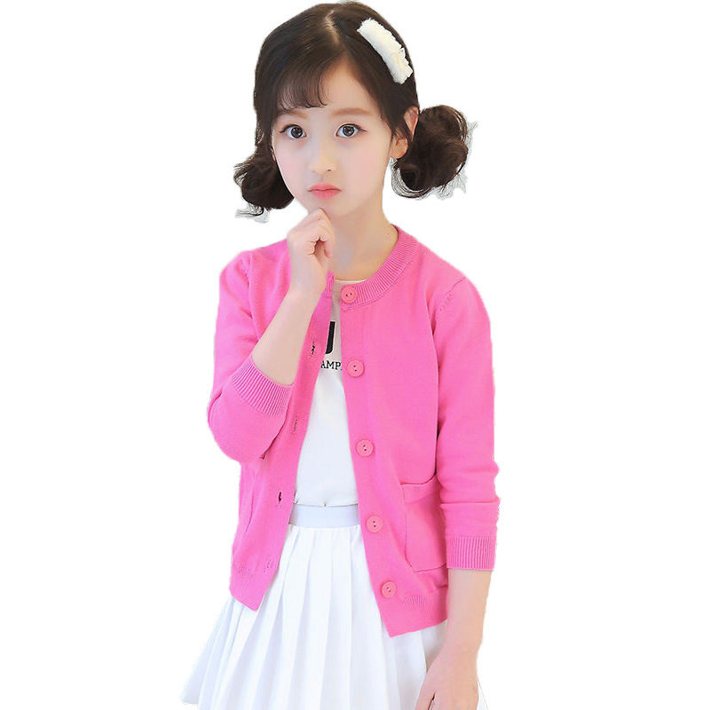 공장 새 여자의 탑 니트 스웨터 한국 스타일 아동 스웨터 재킷 면사 여자의 스레드 가디건 단색