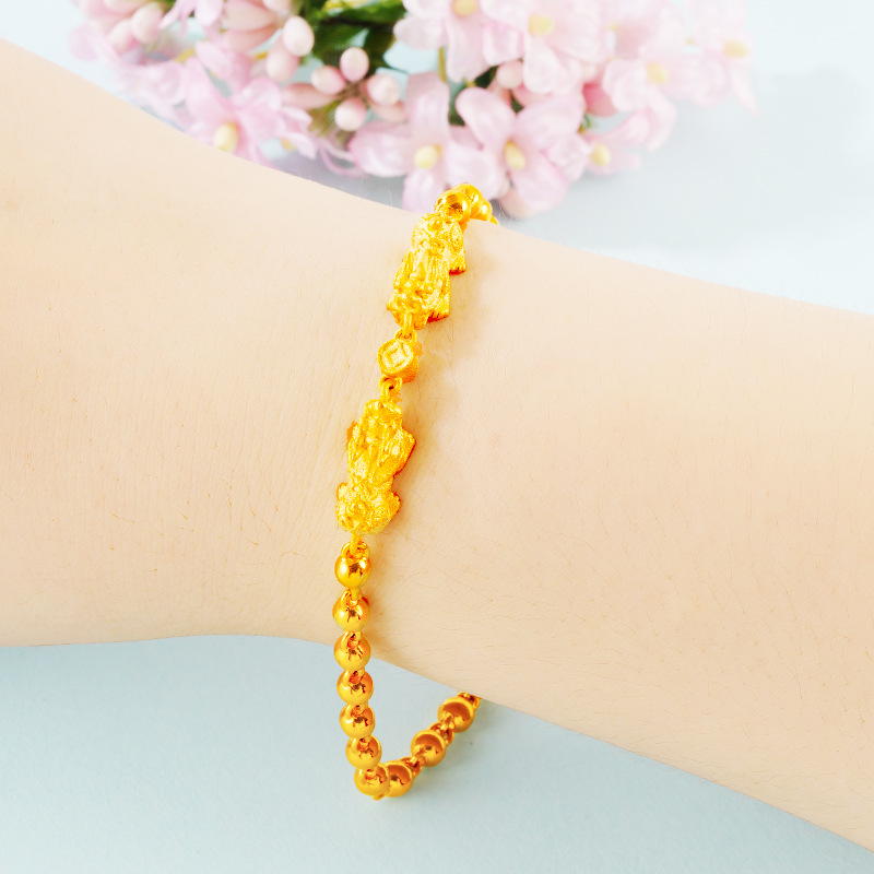 Lujo imitación 24K pulsera mujer sólida de las mujeres en línea Celebrity Live Titanium caliente joyería estilo étnico arena oro al por mayor