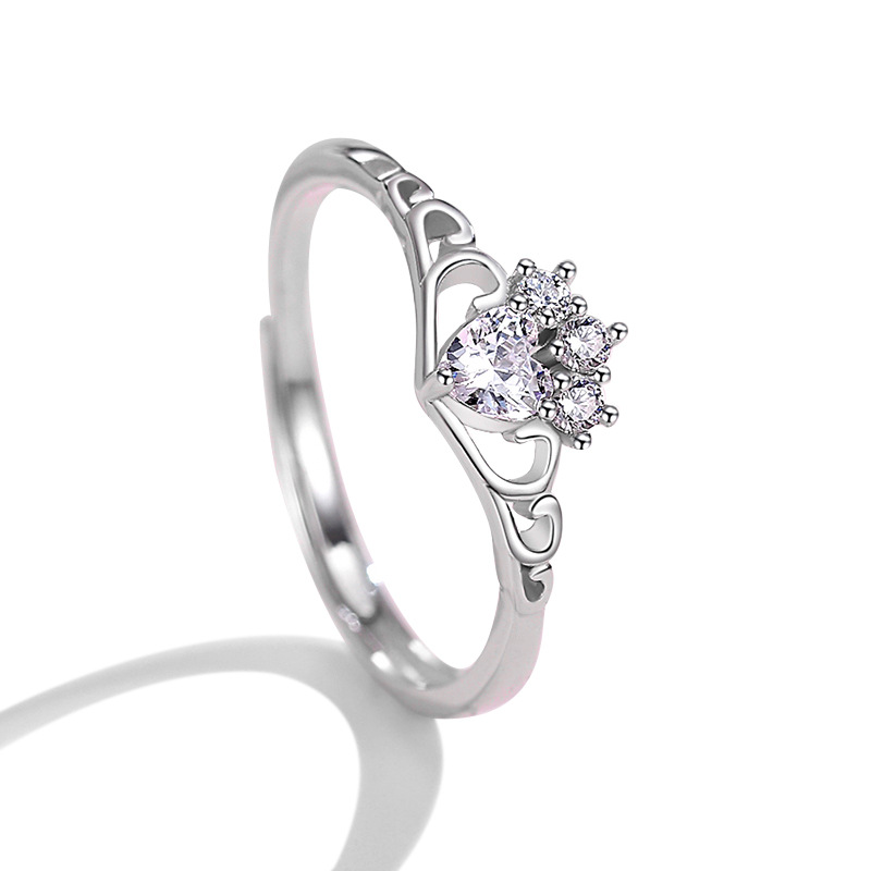 Plata esterlina s925 moda mujer anillo corona japonés y coreano Internet celebridad mismo estilo anillo nicho diseño simple artístico