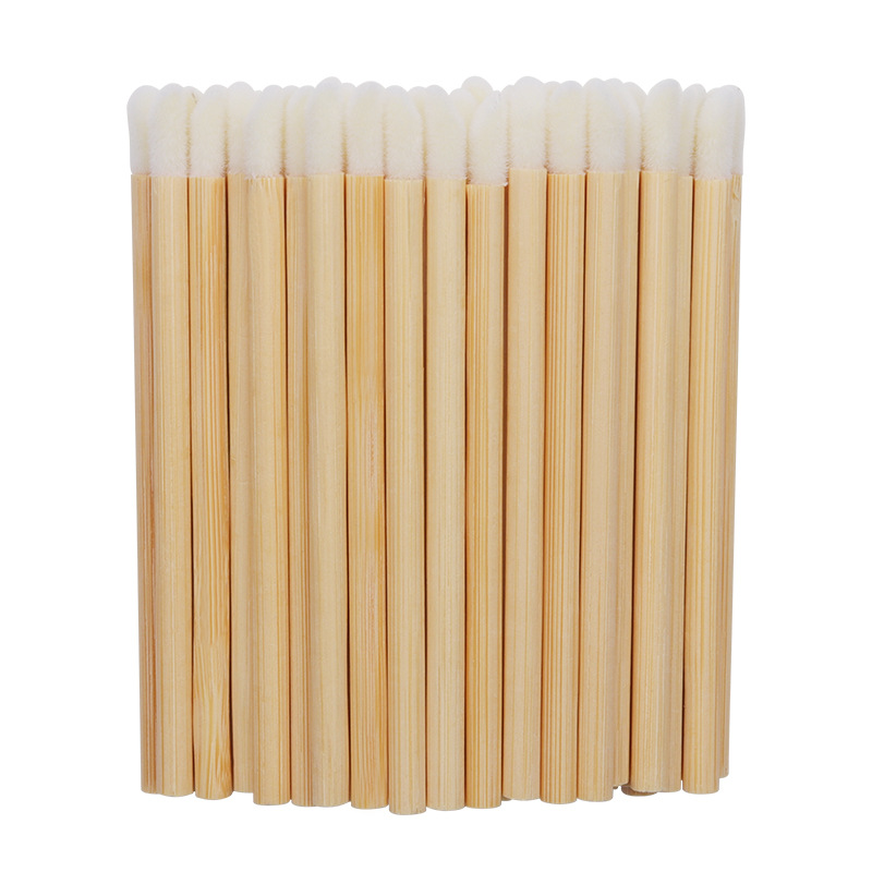 Wholesale Disposable Wooden Lip Brush Portable Cosmetic Brush Fifty One Pack opp Bag Disposable Bamboo Pole Lip Brush