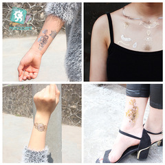 新品跨境防水燙金金屬紋身貼 歐美流行個性曼陀羅紋身貼紙 tattoo