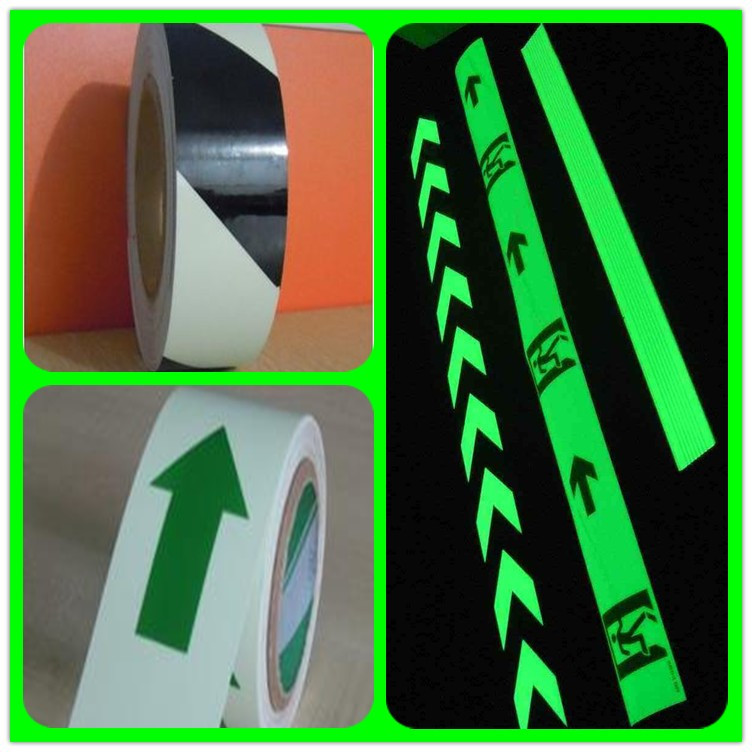 斜条纹夜光胶带导向箭头胶带V型蓄光胶带地标线夜光警示胶带