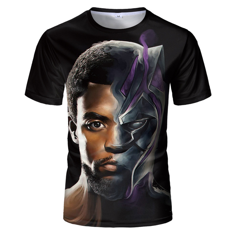 Movie Marvel Black Panther 3d digital printing T-shirt European and American new short-sleeved shirt factory first-hand supply wholesale