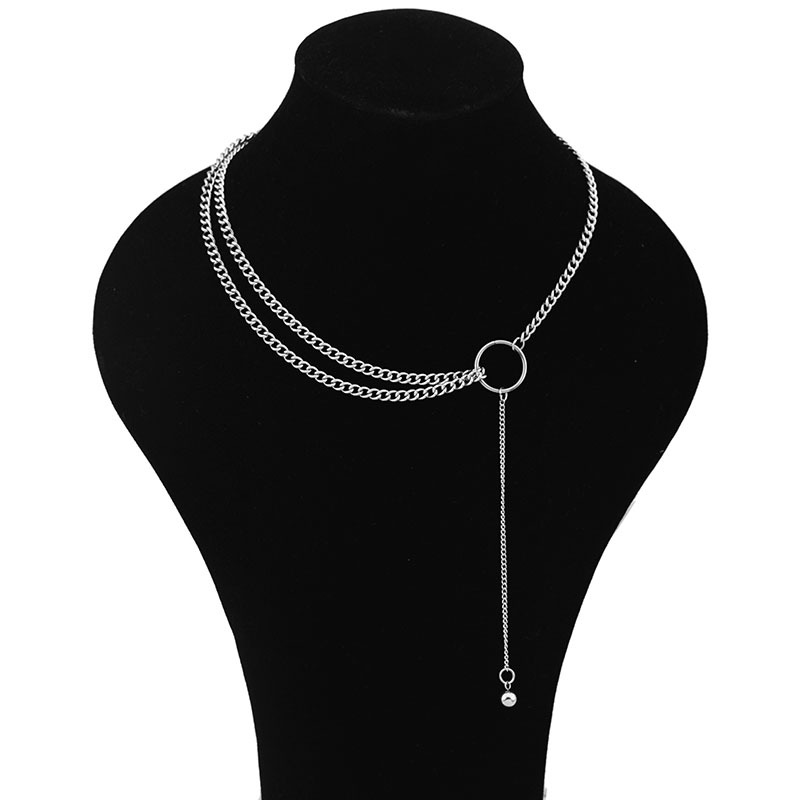 Stainless Steel Round Bead Tassel Short Necklace Clavicle Chain Necklace Bouncy Girl Boy Asymmetrical Necklace Does Not Fade