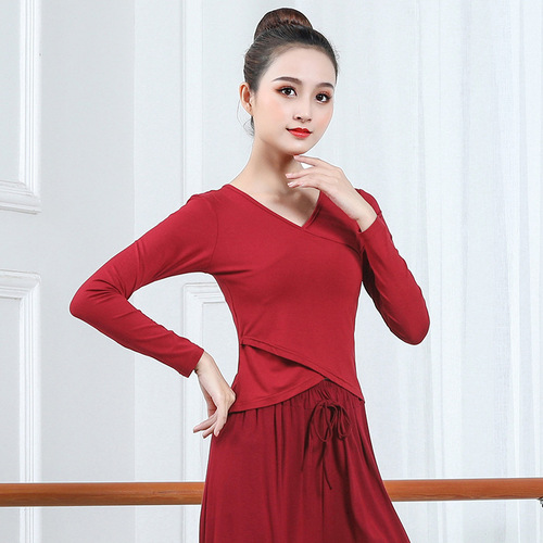 Dance practice clothes for women, modal body suits for teachers, basic training, classical dance, ethnic modern dance, long-sleeved tops