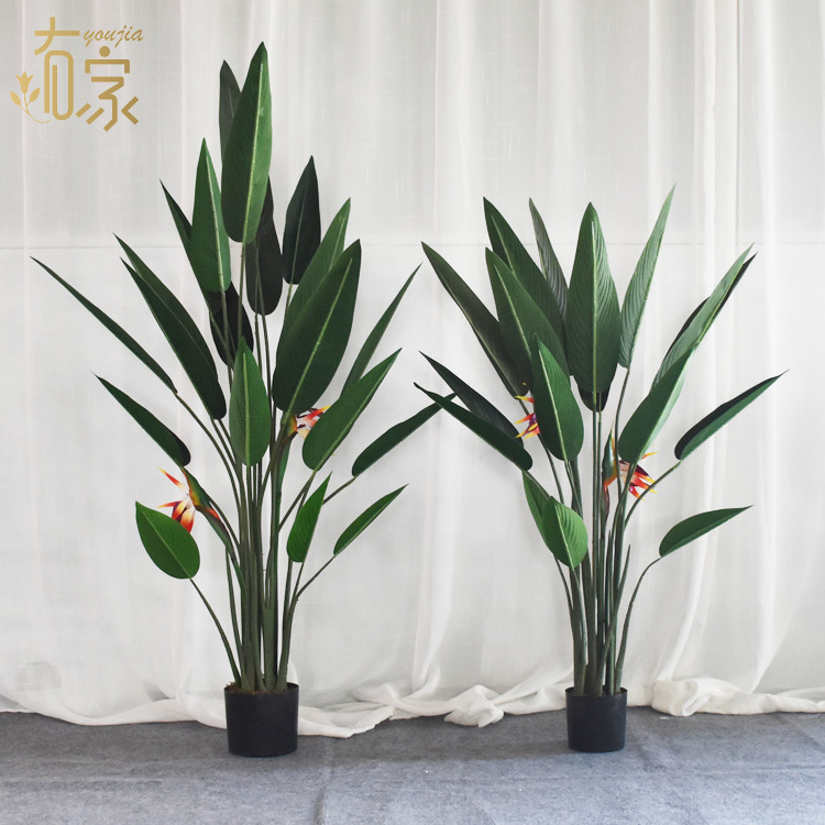 Planta verde artificial nórdica bonsai grande decoración interior pájaro del paraíso bonsai Planta artificial