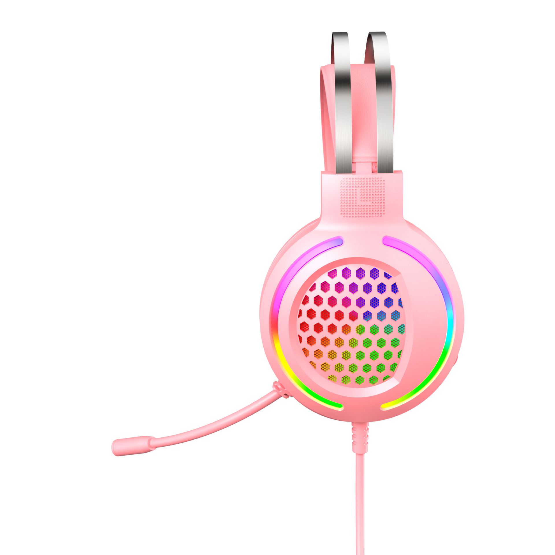  Auriculares gaming H500 con iluminación RGB 7.1, USB con micrófono, diadema para PC