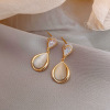 Silver needle, earrings, advanced accessory, silver 925 sample, cat's eye, flowered, high-quality style, wholesale