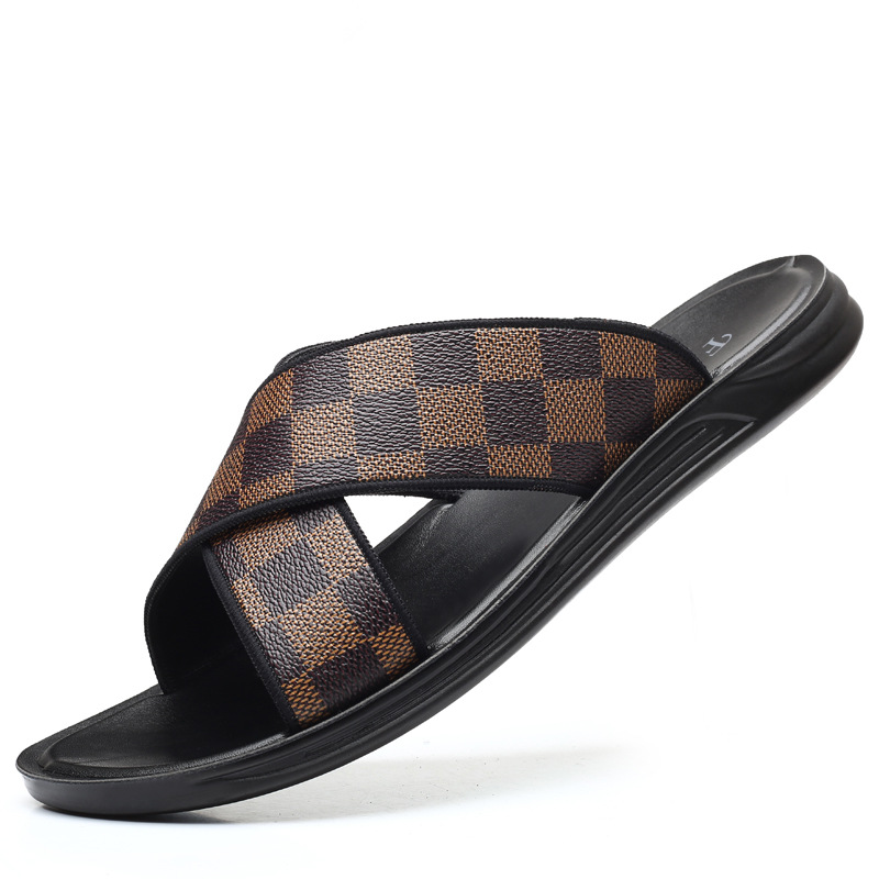 Verano nuevo Plaid zapatillas hombres zapatos de playa sandalias al aire libre casual presbicia todo partido sandalias Vietnam zapatos de hombre al por mayor