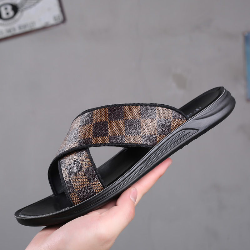 Verano nuevo Plaid zapatillas hombres zapatos de playa sandalias al aire libre casual presbicia todo partido sandalias Vietnam zapatos de hombre al por mayor