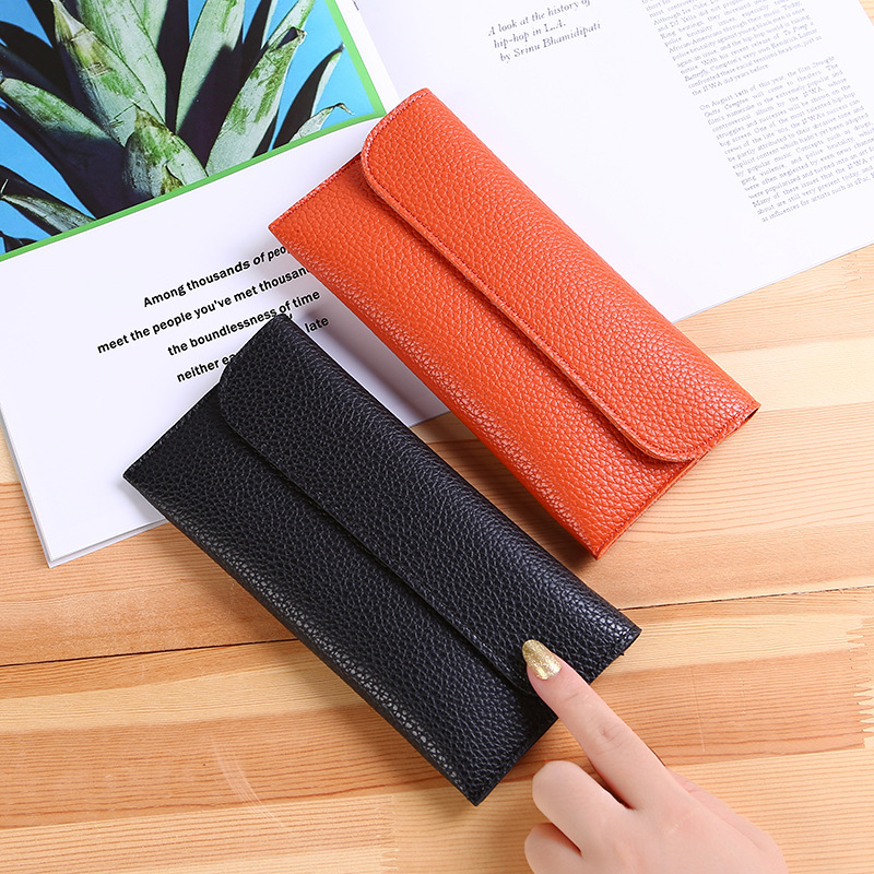 New Style Soft Leather Thin Japanese and Korean Style Women's Wallet Long Large Capacity Solid Color Litchi Pattern Mobile Phone Bag Wallet Women's Bag New Style Soft Leather Thin Japanese and Korean Style Women's Wallet Long Large Capacity Solid Color Litchi Pattern Mobile Phone Bag Wallet Women's Bag