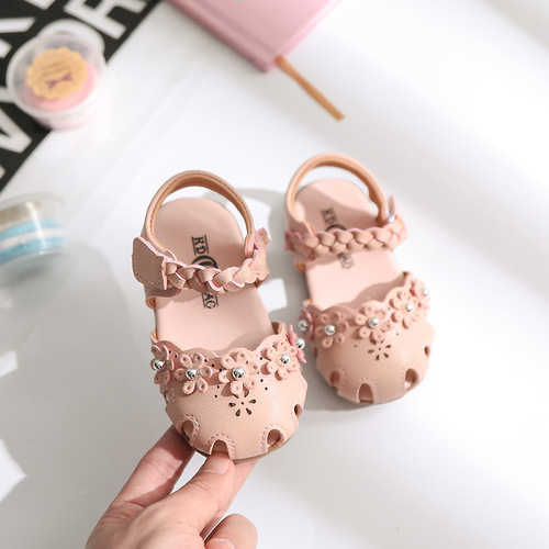 2025 Spring 1-3 Years Baby Girls Student Cap Toe Semi-Cool Shoes with Bowknot Little Princess Shoes First Walking Shoes