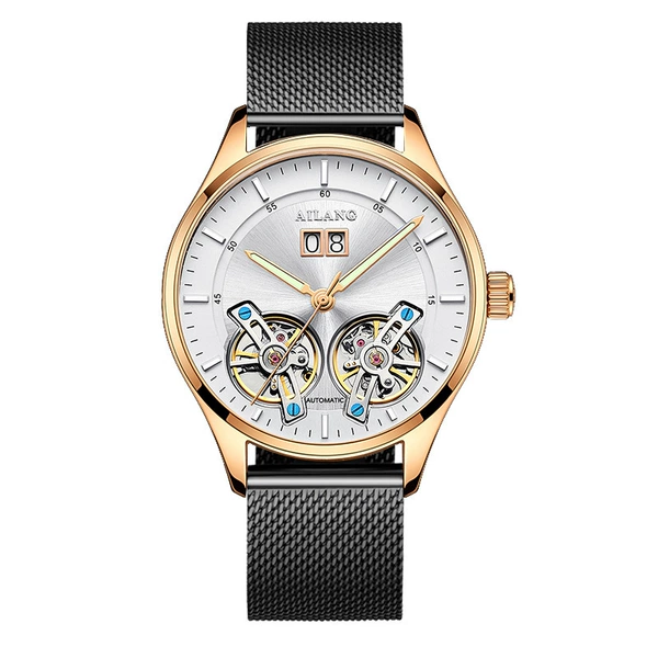 Al-8825 Rose Shell White Face Black Milan Band