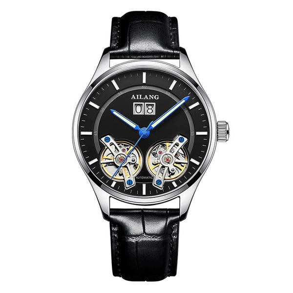 Al-8825 silver shell black surface black leather