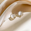 Silver needle, earrings, advanced accessory, silver 925 sample, cat's eye, flowered, high-quality style, wholesale