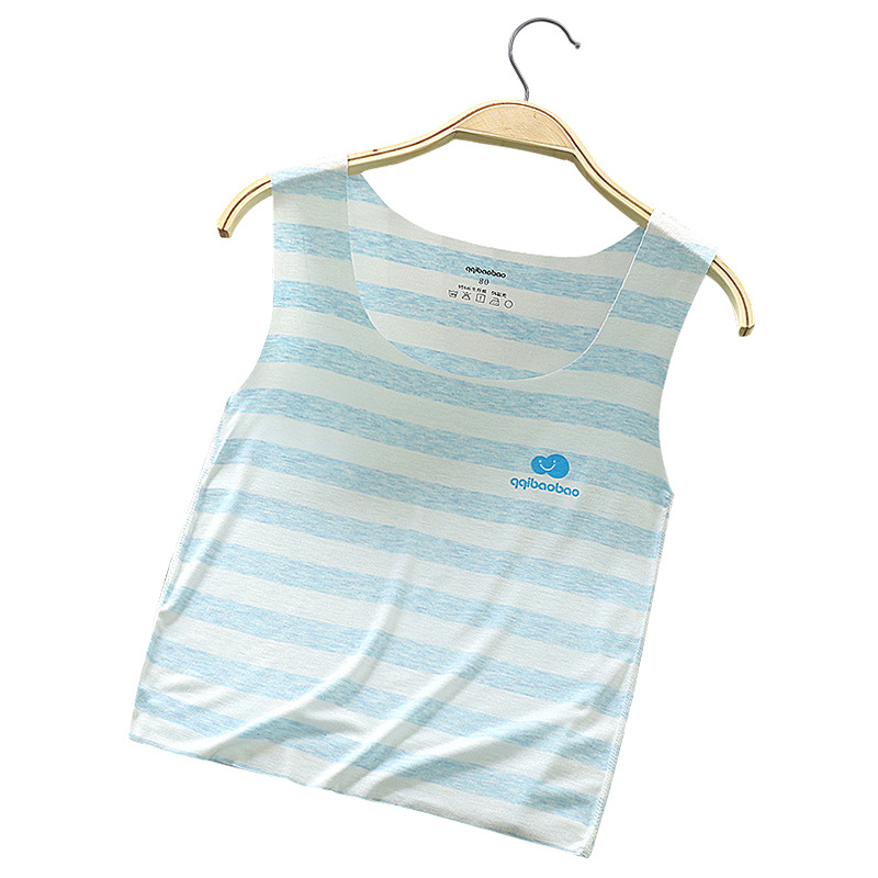 Chaleco de verano sin costuras para niños, ropa interior para niños, camiseta interior para bebés, ropa de verano a rayas para niños.