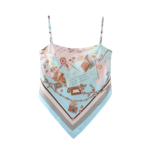 Beach sling for women European and American style fashionable inner printed top with knotted back summer seaside beach vest summer