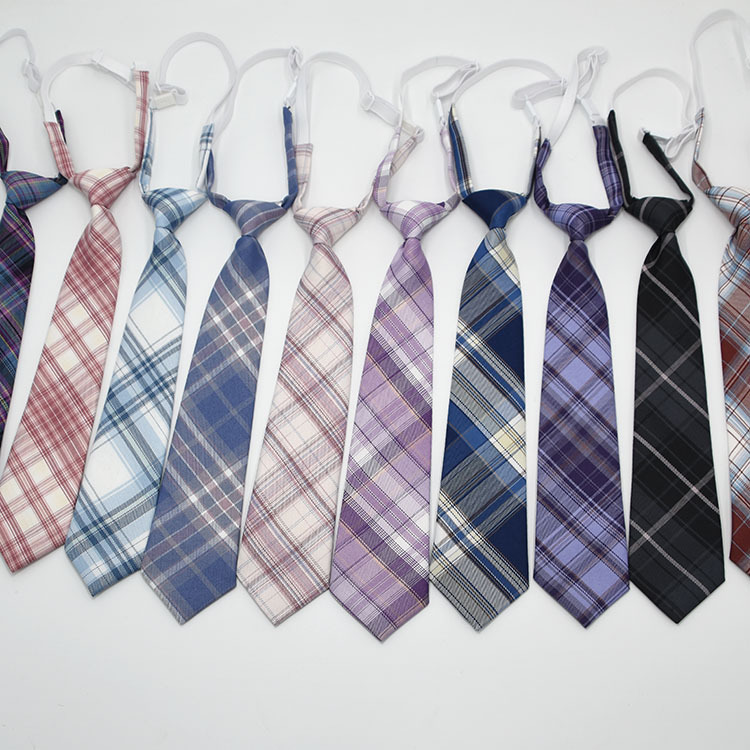 Corbata Plegada para Uniforme JK de Poliéster Estampado de Cuadros para Uniforme Escolar image 4