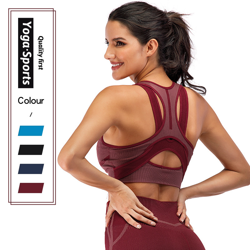 2024 New Cross Strap Design Vest Curve Texture Sling Fitness Yoga Bra Sports Skin-Friendly