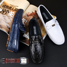 CKVUSAMG潮牌正品牛皮豆豆鞋男士一等品A1韩版休闲一脚蹬潮男皮鞋