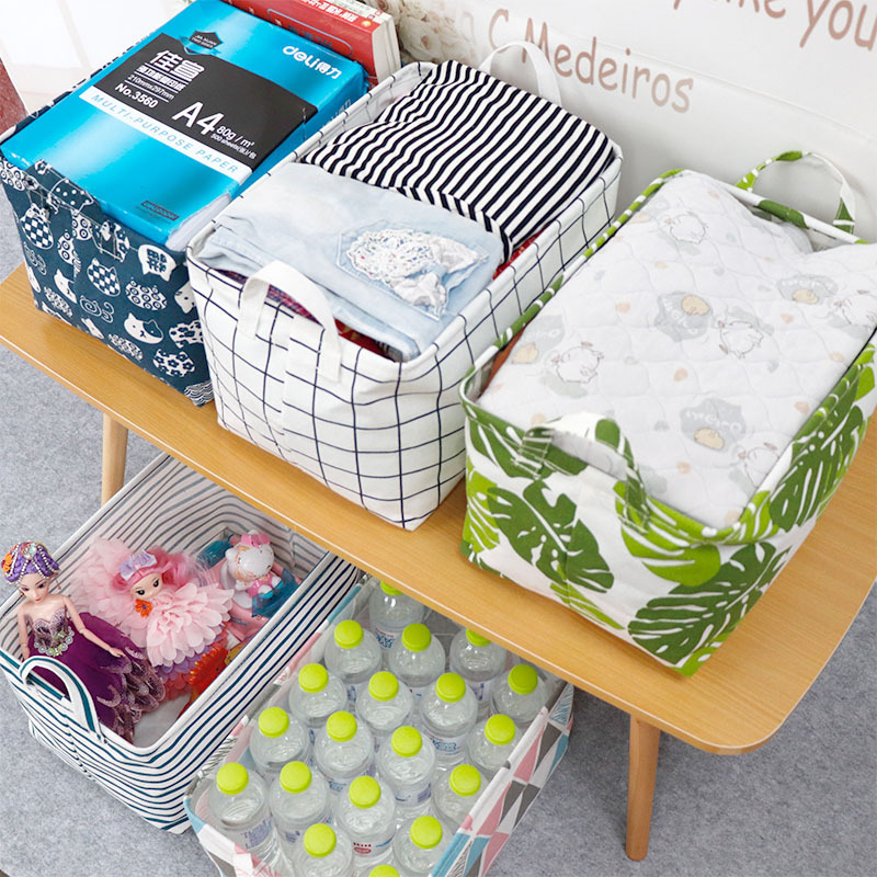 Long-Square Sundries storage basket cotton and linen fabric books clothing snacks finishing Folding home dormitory storage box