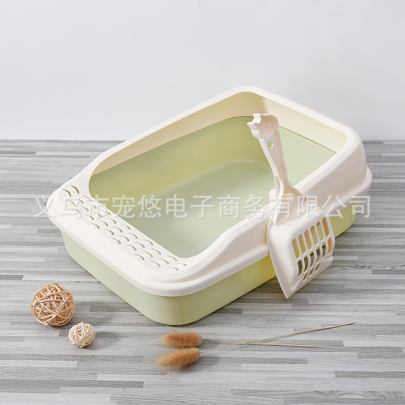 Caja de arena para gatos semicerrada anti-splash gato inodoro borde alto resistente a la caída caja de arena para gatos cuadrada pala suministros para gatos al por mayor