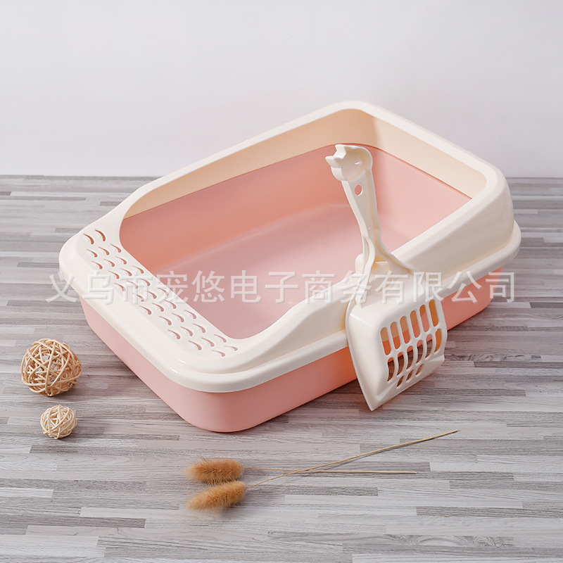 Caja de arena para gatos semicerrada anti-splash gato inodoro borde alto resistente a la caída caja de arena para gatos cuadrada pala suministros para gatos al por mayor